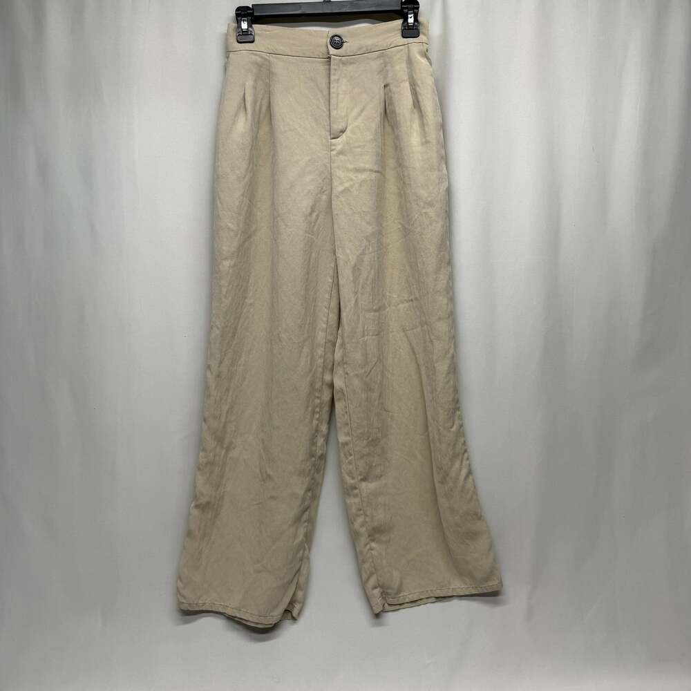 Melloday Women's XS Khaki Wide Leg  Pull-On Pleated Trousers